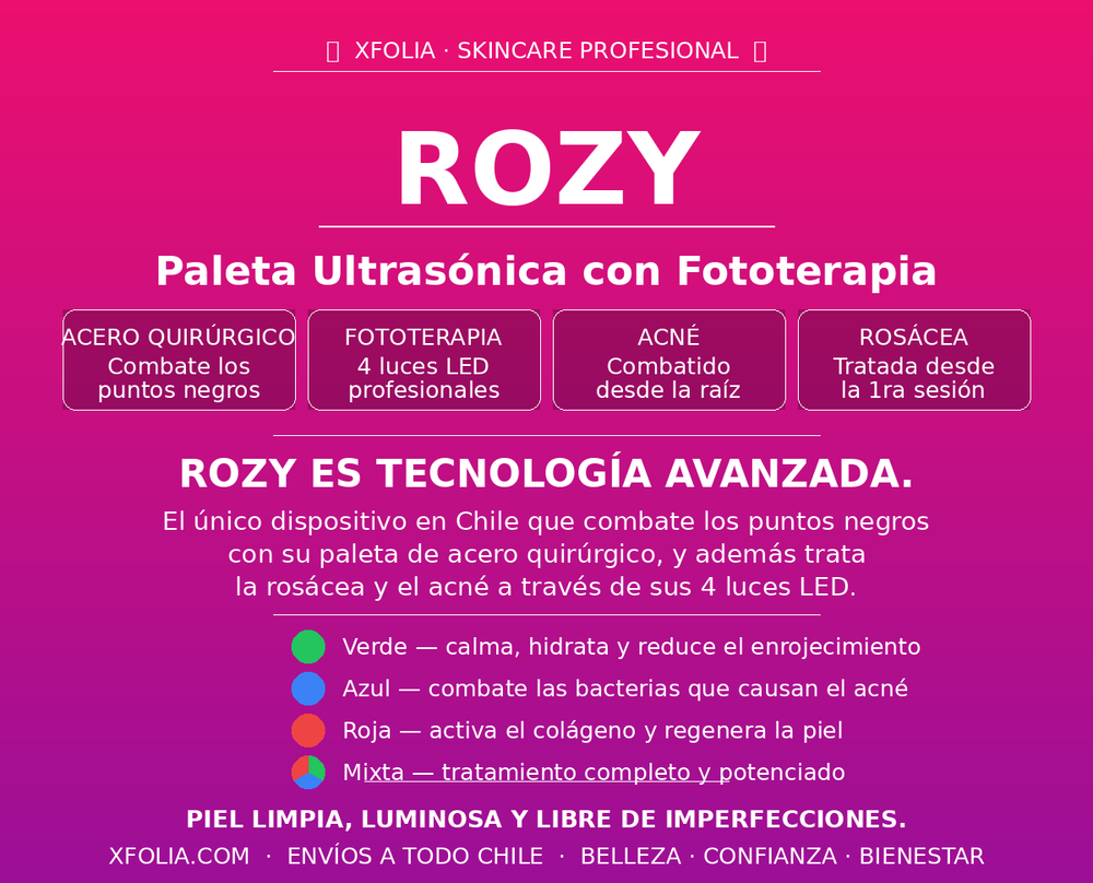 ROZY PALETA ULTRASÓNICA CON FOTOTERAPIA + PUNTOS NEGROS + ACNÉ ...